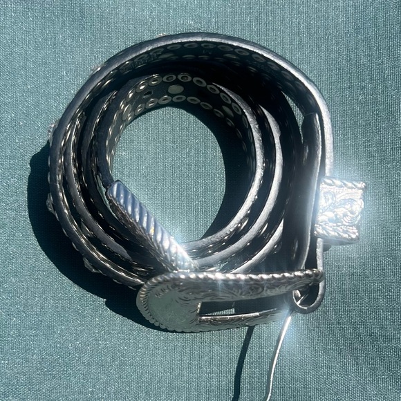 Nocona Belt Co Embellished Western Leather Black Belt Size Medium Good Condition - Picture 3 of 14